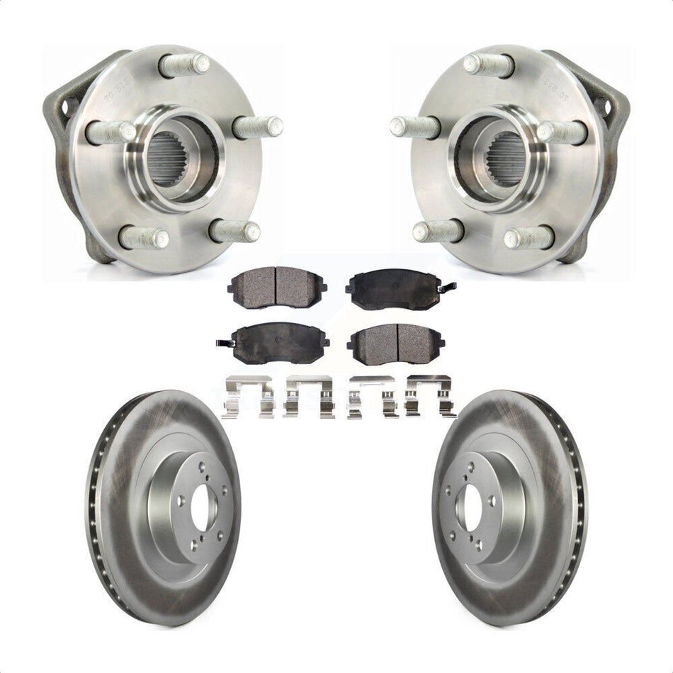 Front Hub Bearing Assembly With Coated Disc Brake Rotors And Semi-Metallic Pads Kit For 2005-2005 Subaru Outback Legacy KBB-103559