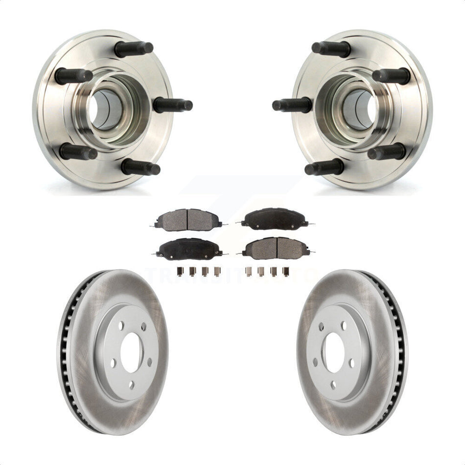 Front Hub Bearing Assembly With Coated Disc Brake Rotors And Semi-Metallic Pads Kit For Ford Mustang KBB-103564