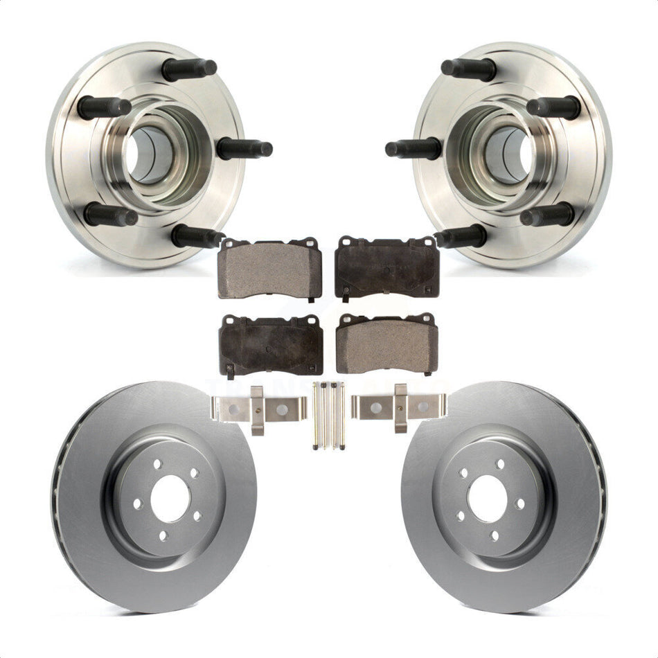 Front Hub Bearing Assembly With Coated Disc Brake Rotors And Semi-Metallic Pads Kit For Ford Mustang KBB-103566