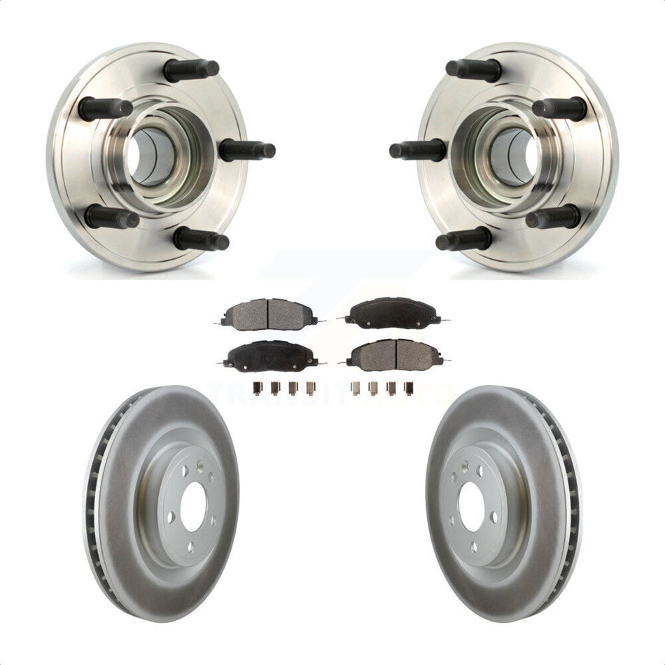 Front Hub Bearing Assembly With Coated Disc Brake Rotors And Semi-Metallic Pads Kit For Ford Mustang KBB-103567