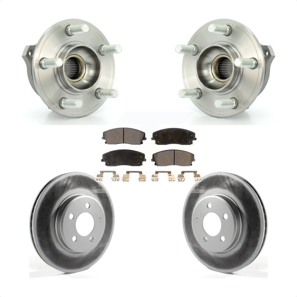 Front Hub Bearing Assembly With Coated Disc Brake Rotors And Semi-Metallic Pads Kit For Dodge Charger Chrysler 300 Magnum KBB-103574