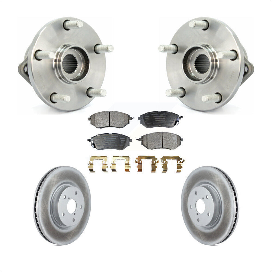 Front Hub Bearing Assembly With Coated Disc Brake Rotors And Semi-Metallic Pads Kit For 2008-2014 Subaru Tribeca KBB-103584