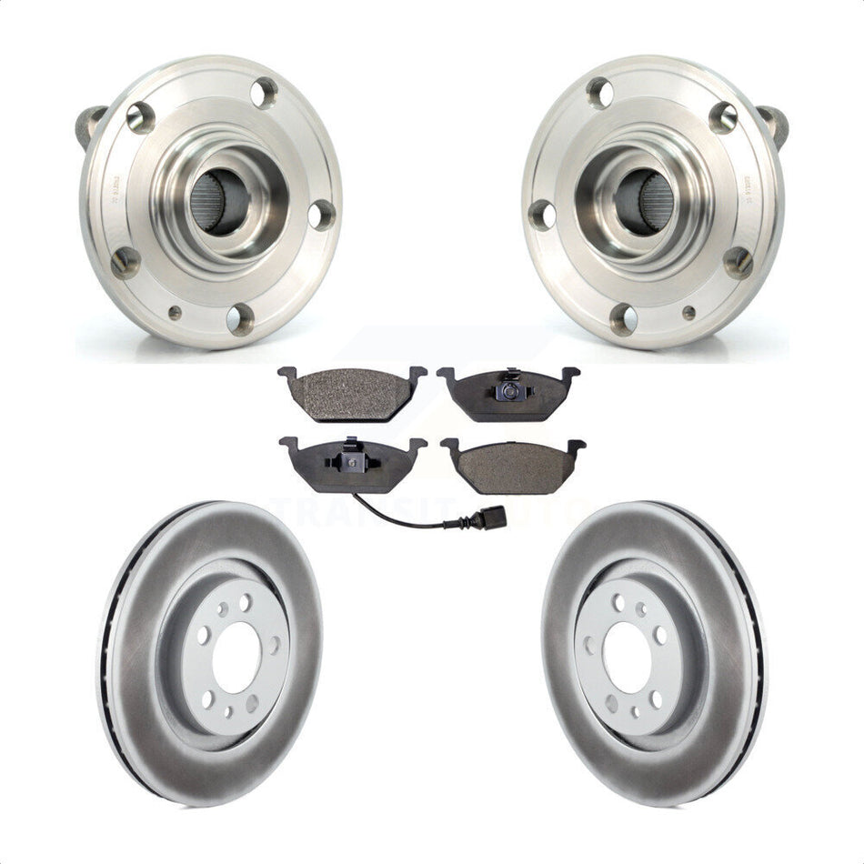 Front Hub Bearing Assembly With Coated Disc Brake Rotors And Semi-Metallic Pads Kit For Volkswagen Jetta Golf City KBB-103585