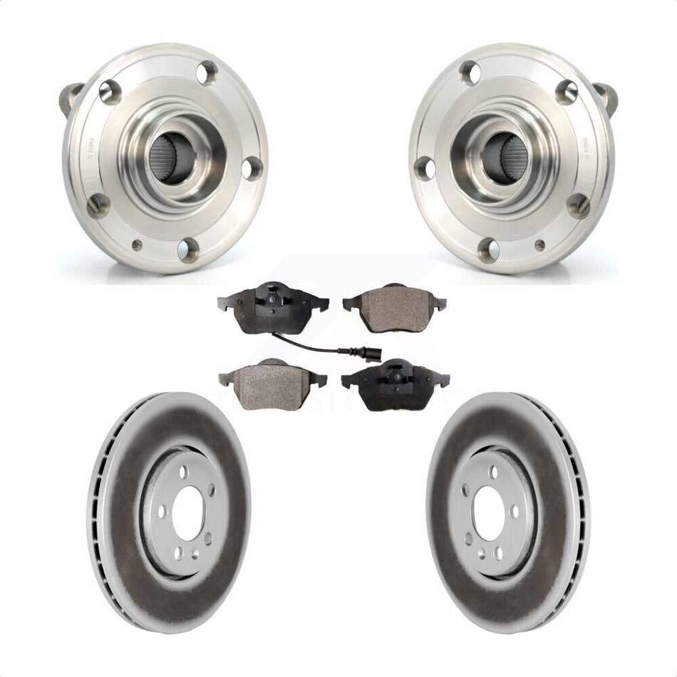 Front Hub Bearing Assembly Coated Disc Brake Rotor And Semi-Metallic Pad Kit For 2005-2006 Volkswagen Jetta 7th 8th Digit Of VIN Is "9M" Or "1J" With 288mm Diameter KBB-103586