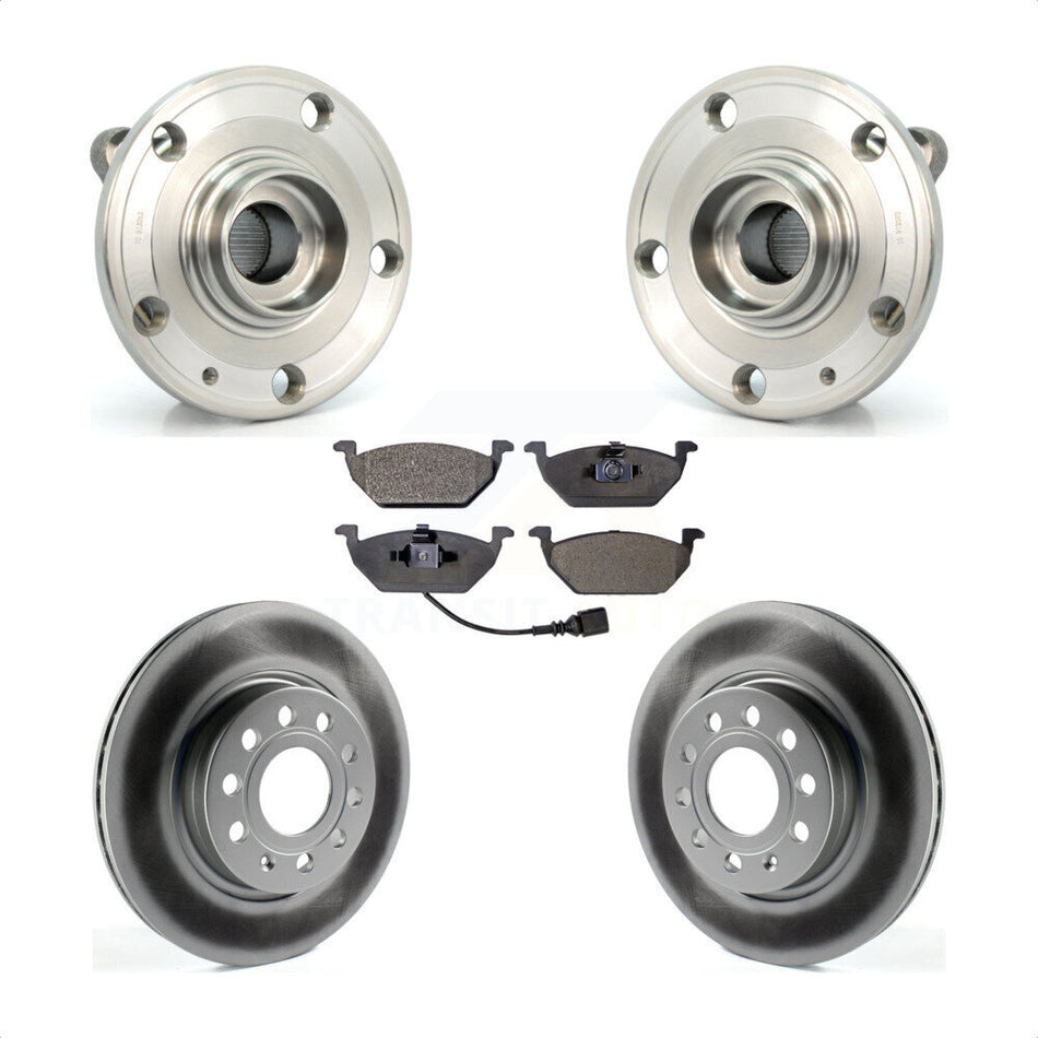 Front Hub Bearing Assembly With Coated Disc Brake Rotors And Semi-Metallic Pads Kit For 2011-2015 Volkswagen Jetta 280mm Diameter Rotor KBB-103592