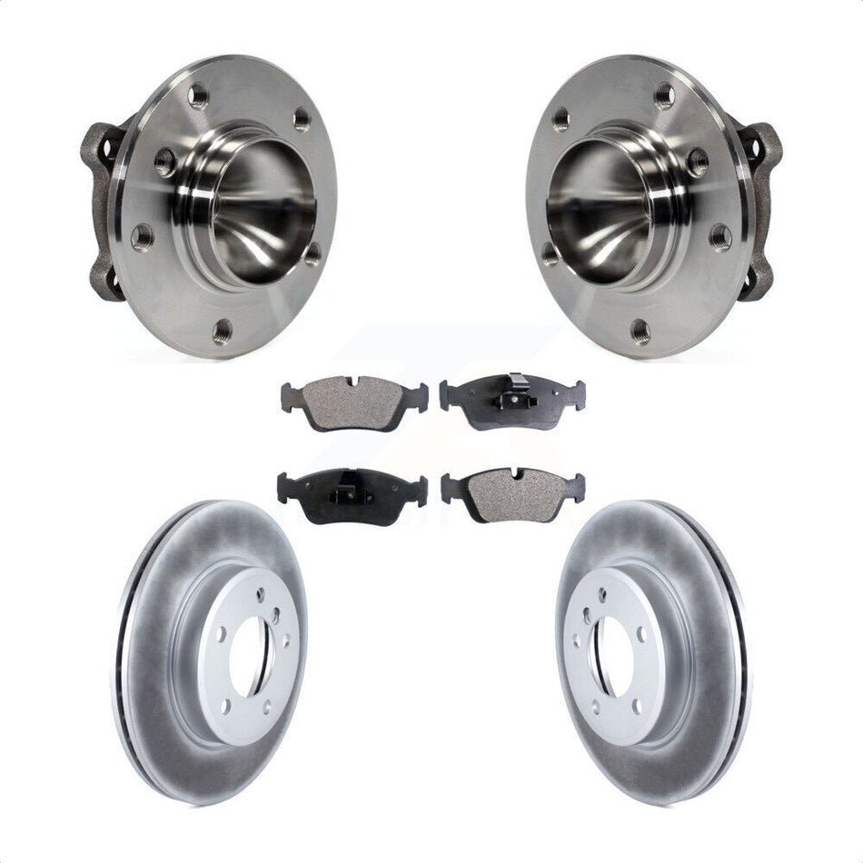 Front Hub Bearing Assembly With Coated Disc Brake Rotors And Semi-Metallic Pads Kit For 2006 BMW 325Ci KBB-103593