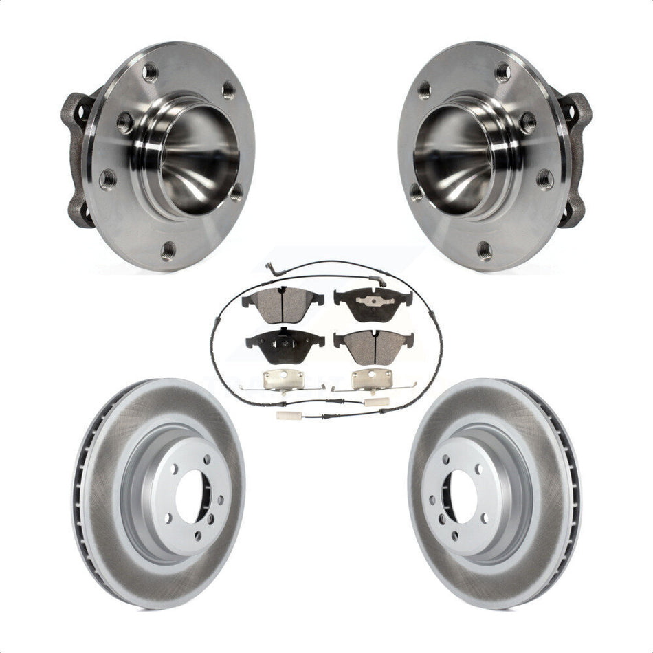 Front Hub Bearing Assembly With Coated Disc Brake Rotors And Semi-Metallic Pads Kit For BMW 335i 335d 335is KBB-103598