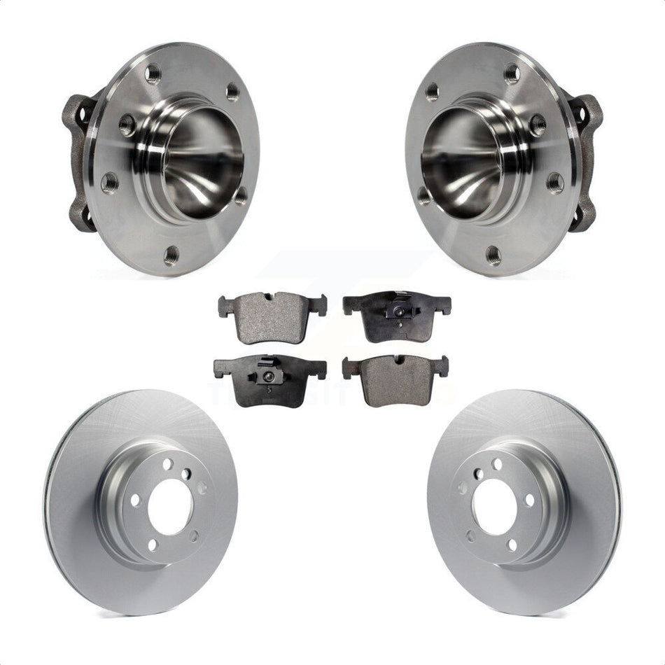 Front Hub Bearing Assembly With Coated Disc Brake Rotors And Semi-Metallic Pads Kit For 2012 BMW 328i 2.0L Without Blue Painted Calipers M Sport Package KBB-103601