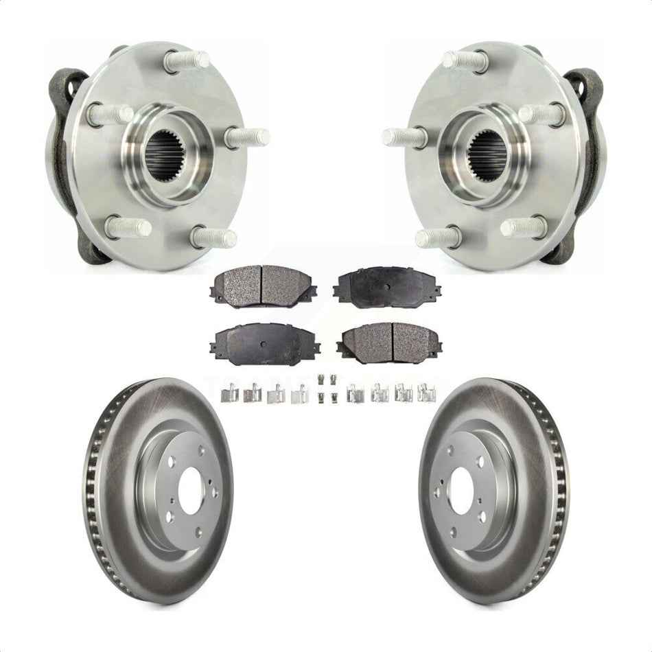 Front Hub Bearing Assembly With Coated Disc Brake Rotors And Semi-Metallic Pads Kit For Toyota RAV4 Scion tC Mirai KBB-103607