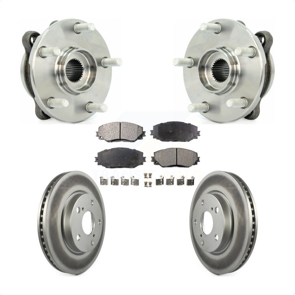 Front Hub Bearing Assembly With Coated Disc Brake Rotors And Semi-Metallic Pads Kit For 2013-2018 Toyota RAV4 LE KBB-103608