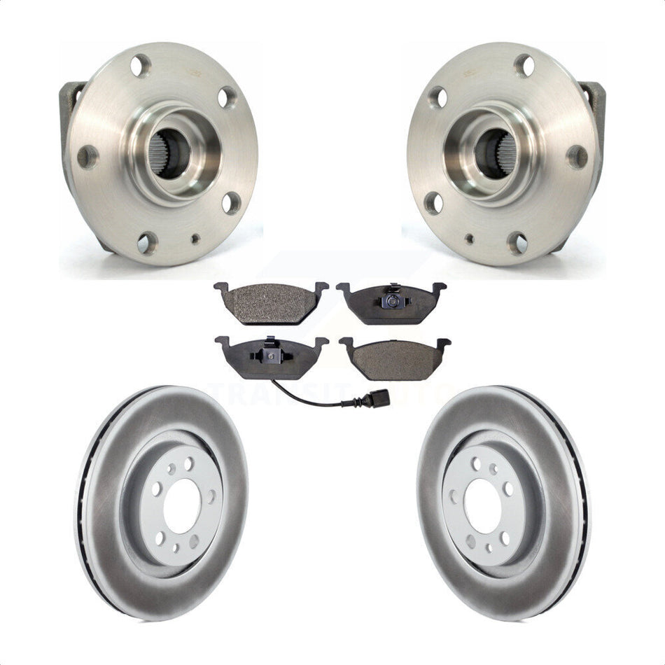 Front Hub Bearing Assembly With Coated Disc Brake Rotors And Semi-Metallic Pads Kit For Volkswagen Golf City KBB-103610