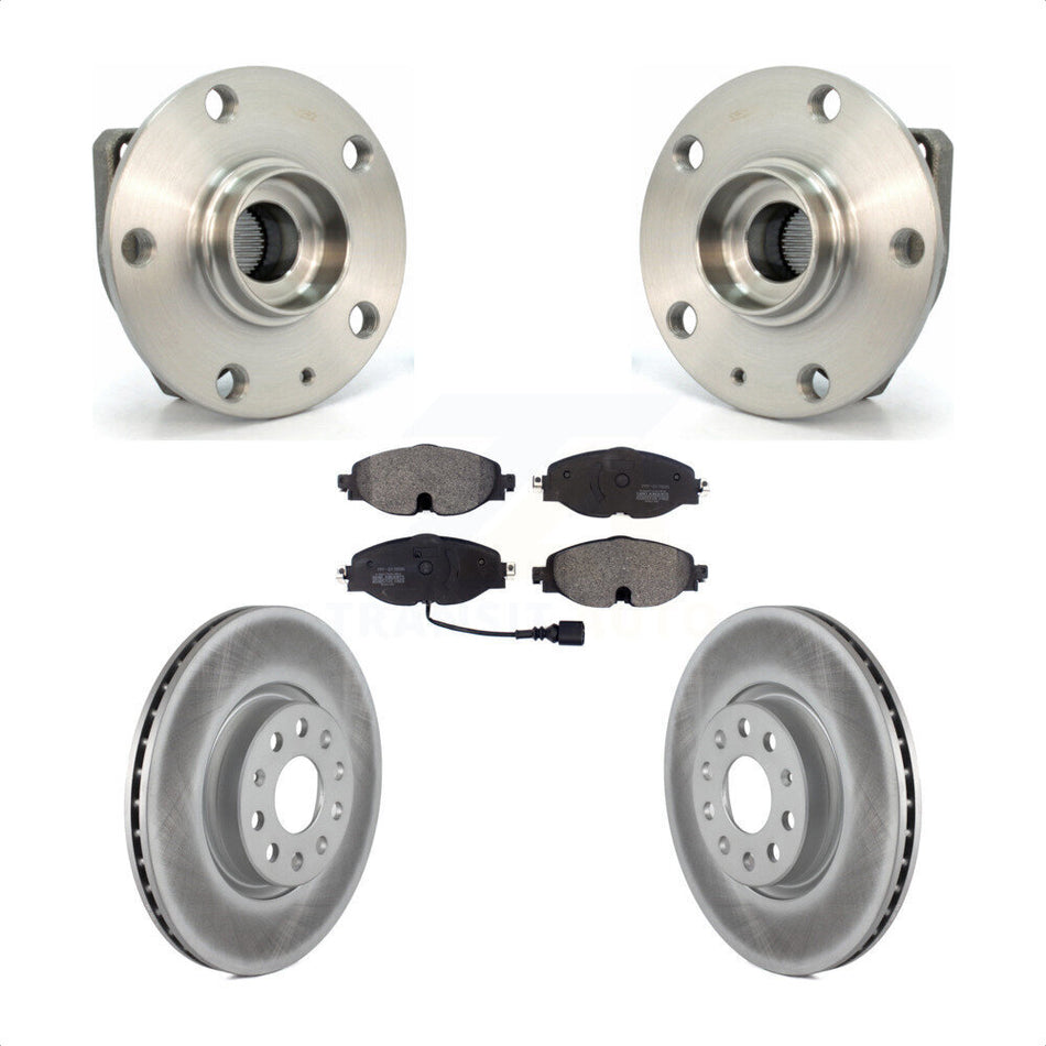 Front Hub Bearing Assembly With Coated Disc Brake Rotors And Semi-Metallic Pads Kit For 2017 Volkswagen Golf Alltrack Code 1ZE 1ZP KBB-103613