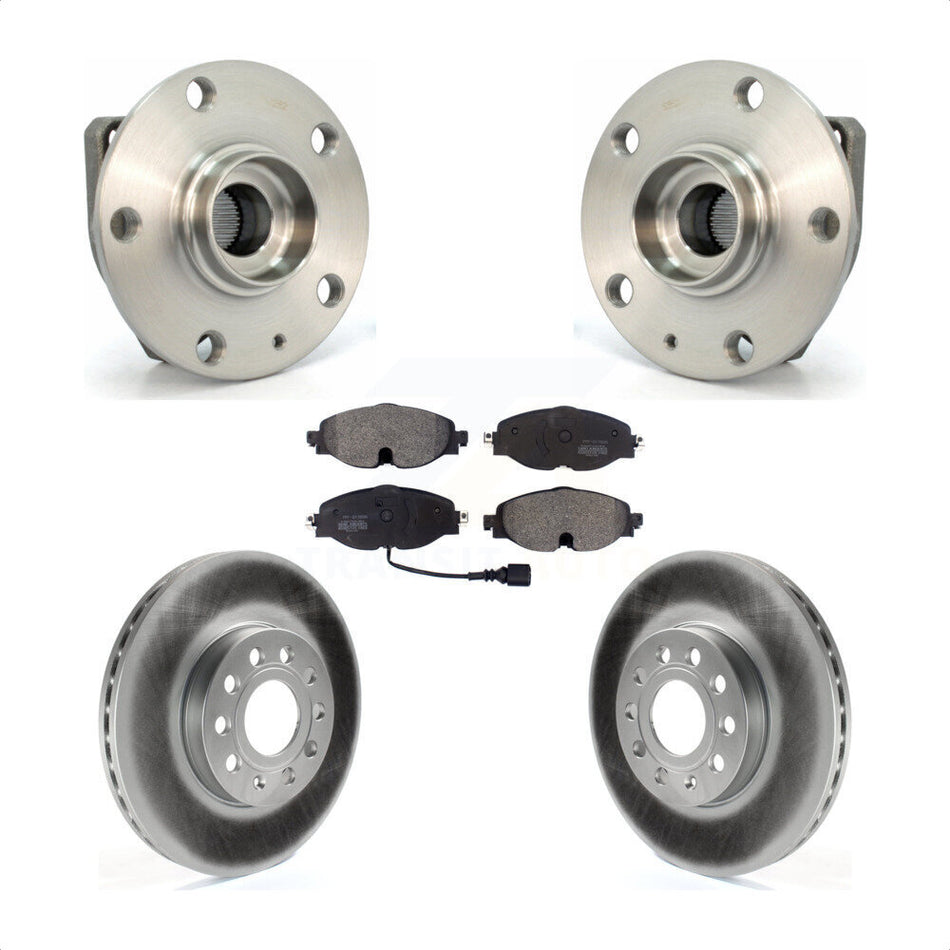 Front Hub Bearing Assembly With Coated Disc Brake Rotors And Semi-Metallic Pads Kit For Volkswagen Golf SportWagen e-Golf KBB-103615