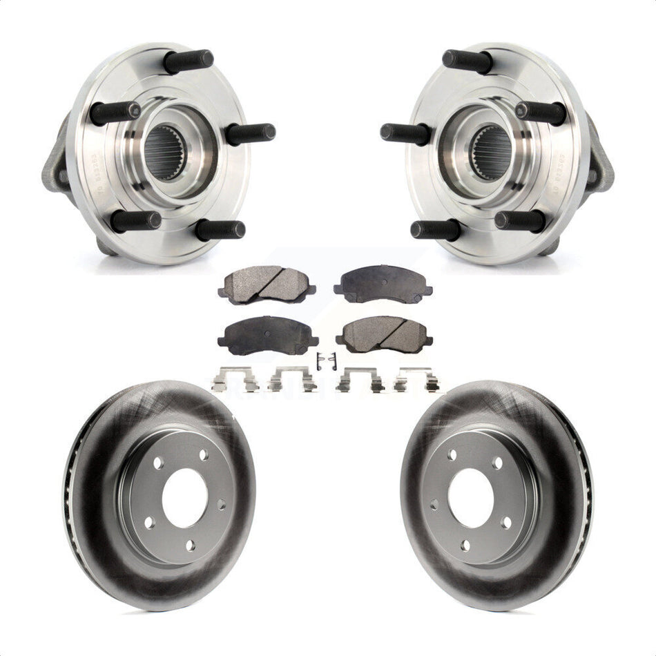 Front Hub Bearing Assembly With Coated Disc Brake Rotors And Semi-Metallic Pads Kit For Dodge Caliber KBB-103616