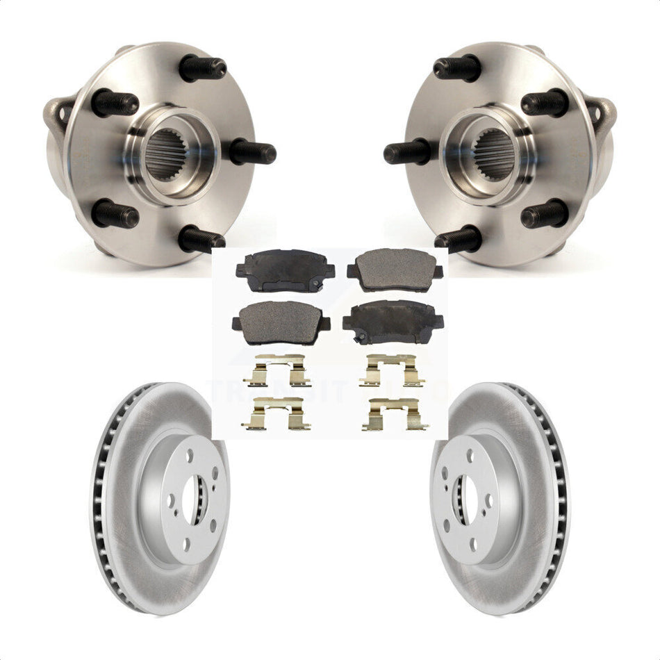 Front Hub Bearing Assembly With Coated Disc Brake Rotors And Semi-Metallic Pads Kit For 2004-2009 Toyota Prius KBB-103621