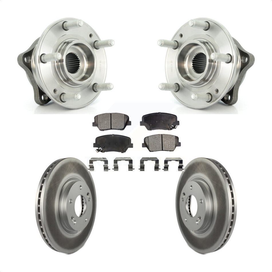 Front Hub Bearing Assembly With Coated Disc Brake Rotors And Semi-Metallic Pads Kit For Kia Sorento Hyundai Santa Fe ABS Brakes KBB-103623
