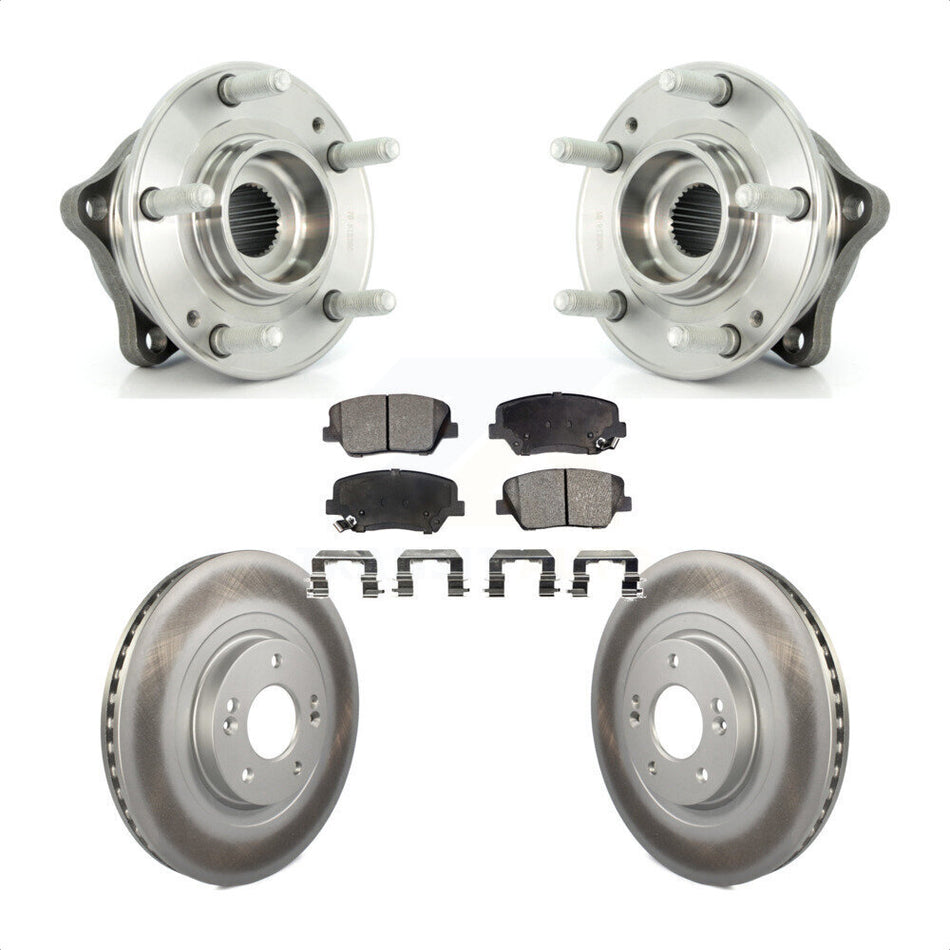 Front Hub Bearing Assembly With Coated Disc Brake Rotors And Semi-Metallic Pads Kit For Kia Sorento Hyundai Santa Fe Sport KBB-103625