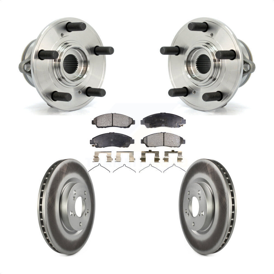 Front Hub Bearing Assembly With Coated Disc Brake Rotors And Semi-Metallic Pads Kit For Honda Pilot Acura MDX ZDX KBB-103627