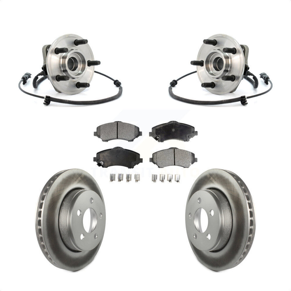 Front Hub Bearing Assembly With Coated Disc Brake Rotors And Semi-Metallic Pads Kit For Jeep Liberty Dodge Nitro KBB-103630