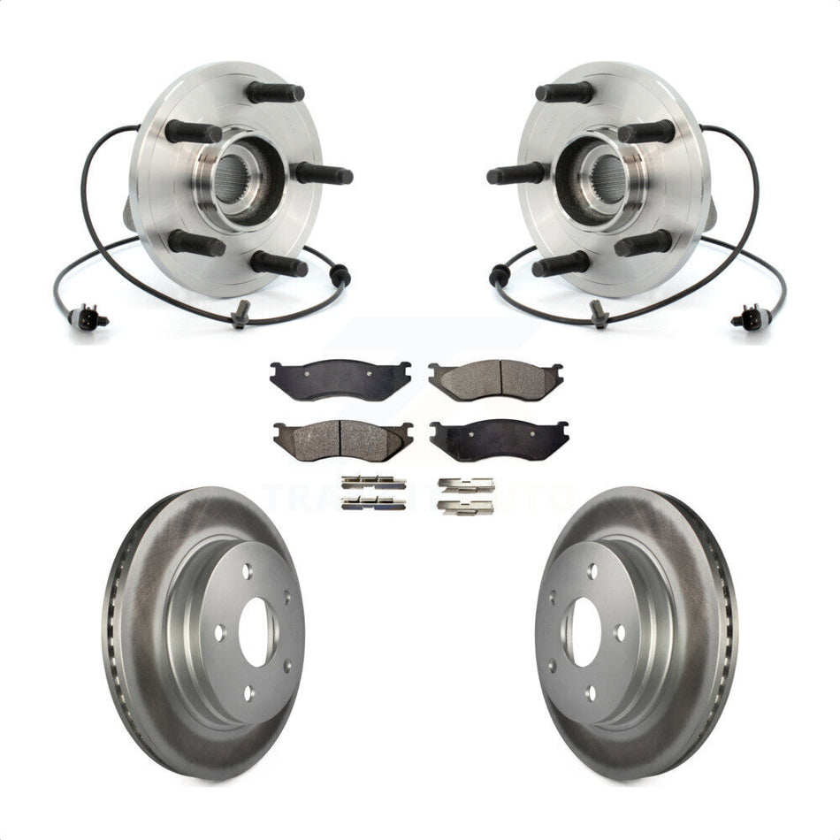 Front Hub Bearing Assembly With Coated Disc Brake Rotors And Semi-Metallic Pads Kit For 2006 Dodge Durango KBB-103632