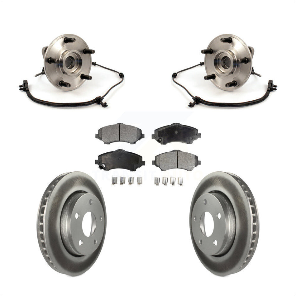 Front Hub Bearing Assembly With Coated Disc Brake Rotors And Semi-Metallic Pads Kit For 2007-2010 Jeep Wrangler KBB-103633