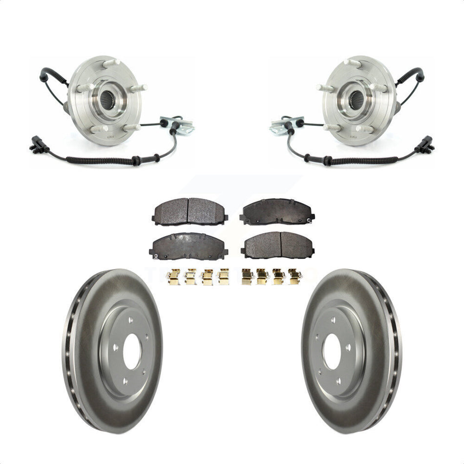 Front Hub Bearing Assembly With Coated Disc Brake Rotors And Semi-Metallic Pads Kit For 2012 Volkswagen Routan Dual Piston Caliper KBB-103636