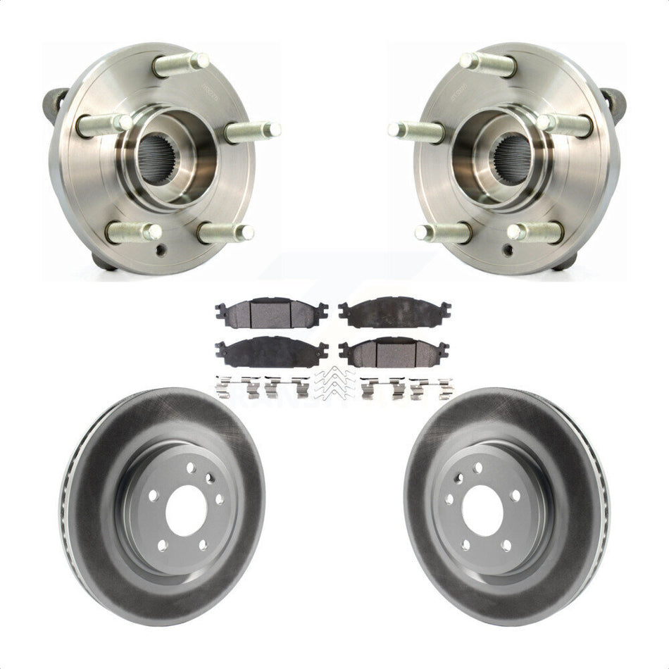 Front Hub Bearing Assembly With Coated Disc Brake Rotors And Semi-Metallic Pads Kit For Ford Taurus Flex Lincoln MKT MKS KBB-103641