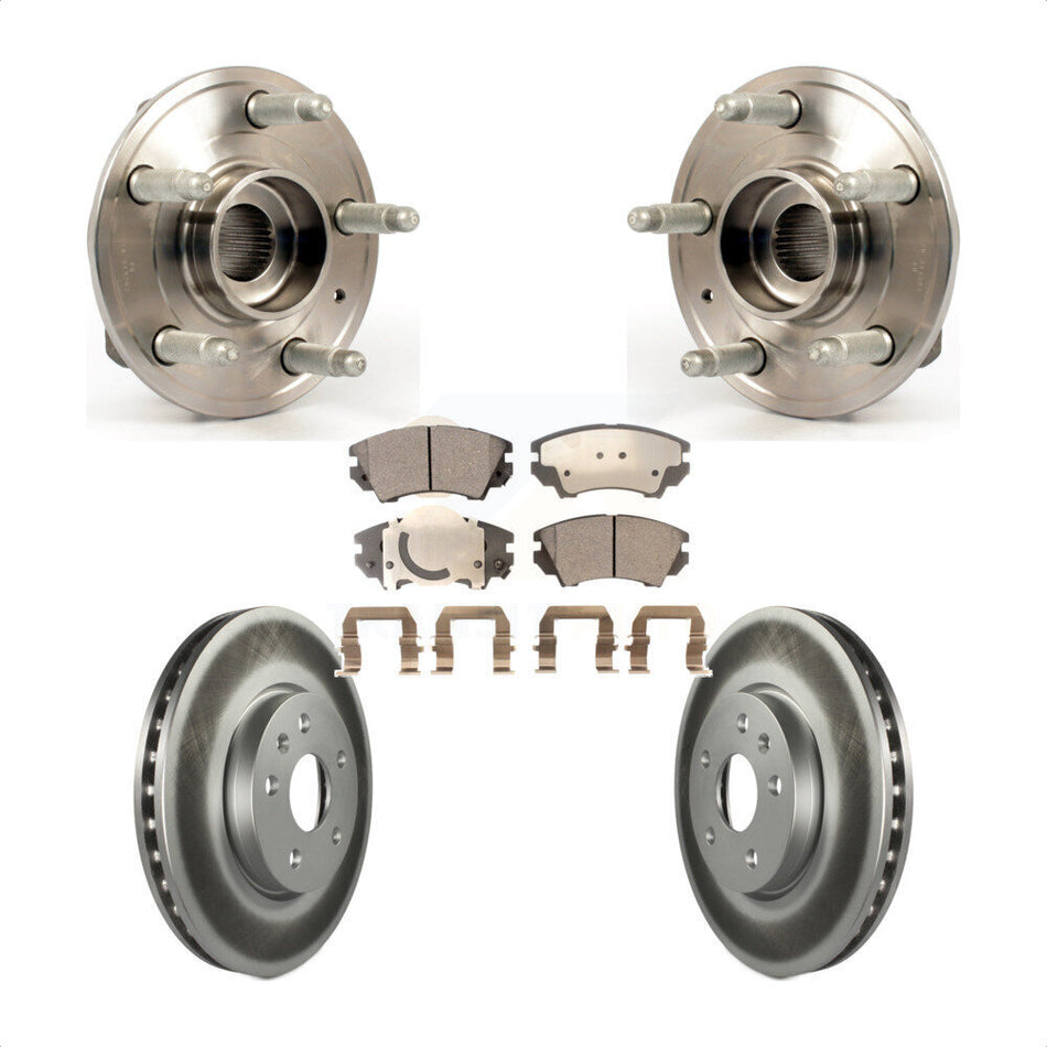 Front Hub Bearing Assembly With Coated Disc Brake Rotors And Semi-Metallic Pads Kit For 2010-2015 Chevrolet Camaro LT LS KBB-103649