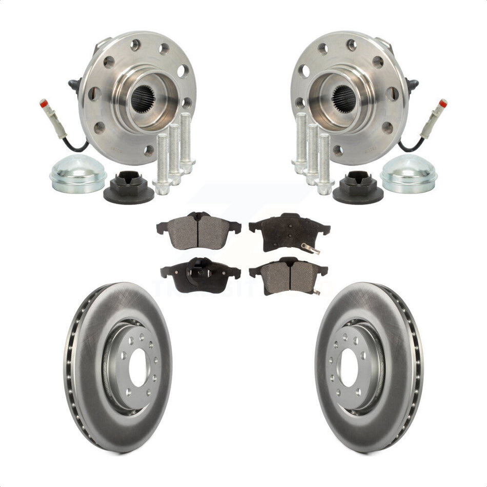 Front Hub Bearing Assembly With Coated Disc Brake Rotors And Semi-Metallic Pads Kit For 2008-2009 Saturn Astra KBB-103653