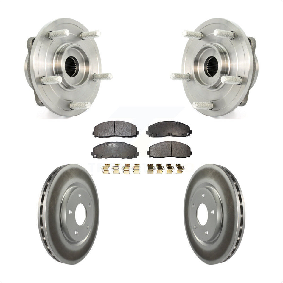 Front Hub Bearing Assembly With Coated Disc Brake Rotors And Semi-Metallic Pads Kit For Dodge Journey KBB-103656