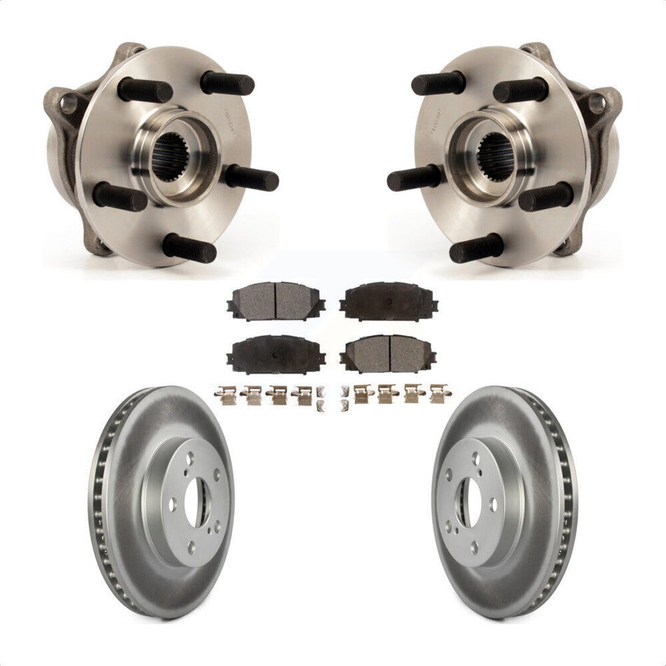 Front Hub Bearing Assembly With Coated Disc Brake Rotors And Semi-Metallic Pads Kit For Toyota Prius Lexus CT200h Plug-In KBB-103657