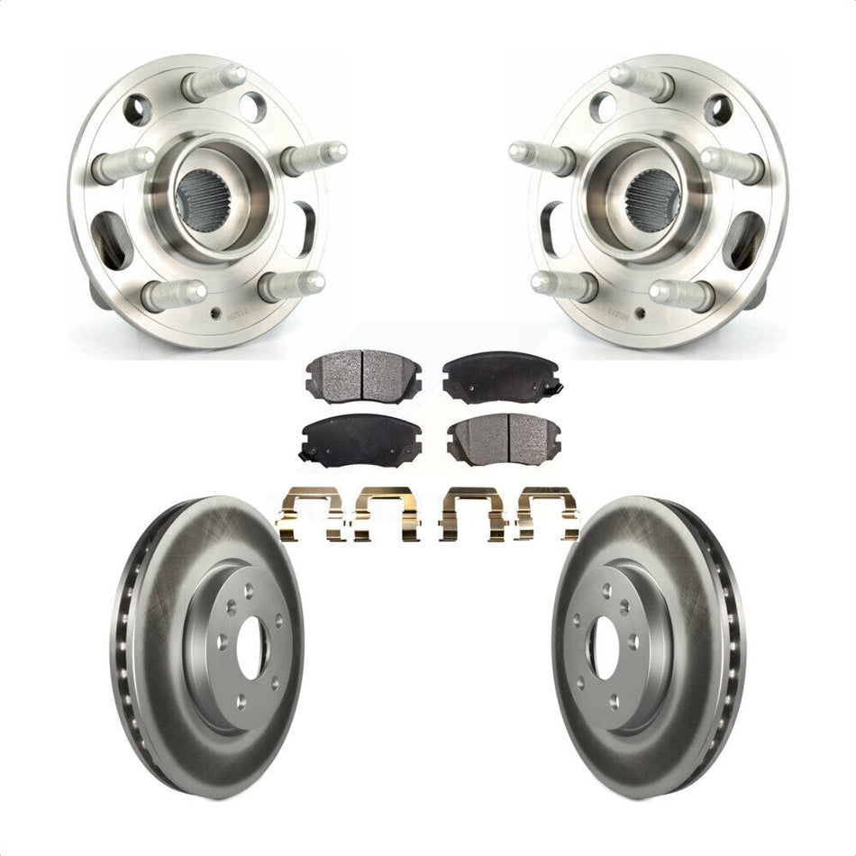 Front Hub Bearing Assembly With Coated Disc Brake Rotors And Semi-Metallic Pads Kit For Chevrolet Equinox GMC Terrain Malibu Buick Impala LaCrosse Regal Limited KBB-103660