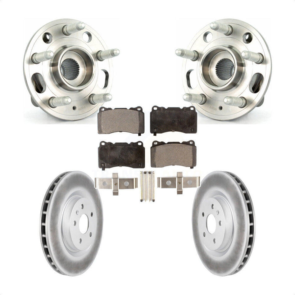 Front Hub Bearing Assembly With Coated Disc Brake Rotors And Semi-Metallic Pads Kit For 2012-2013 Buick Regal Brembo Calipers KBB-103661