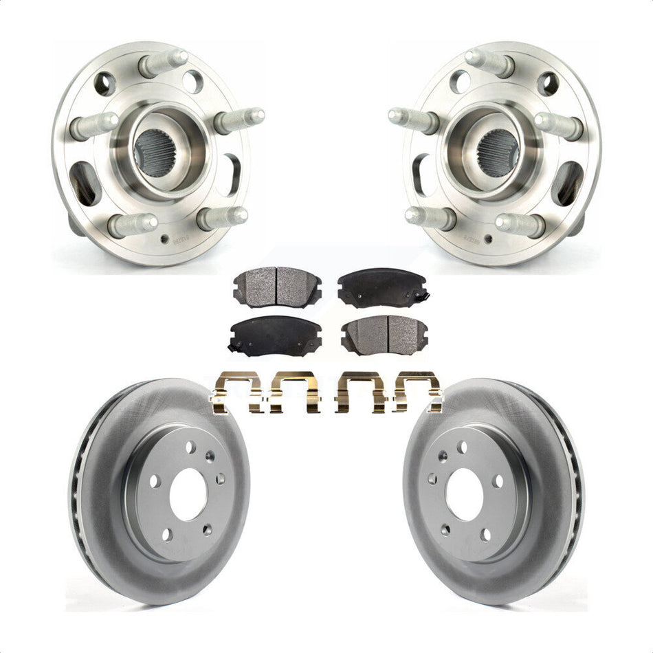 Front Hub Bearing Assembly With Coated Disc Brake Rotors And Semi-Metallic Pads Kit For Chevrolet Malibu Buick LaCrosse Regal Limited KBB-103662