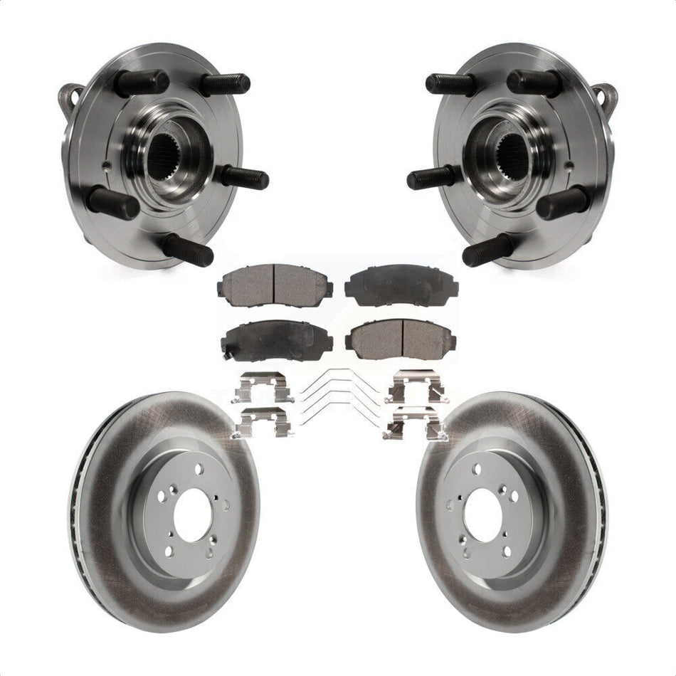 Front Hub Bearing Assembly With Coated Disc Brake Rotors And Semi-Metallic Pads Kit For 2011-2014 Honda Odyssey KBB-103666