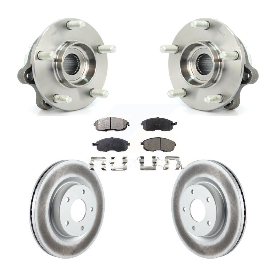 Front Hub Bearing Assembly With Coated Disc Brake Rotors And Semi-Metallic Pads Kit For Nissan Altima KBB-103668