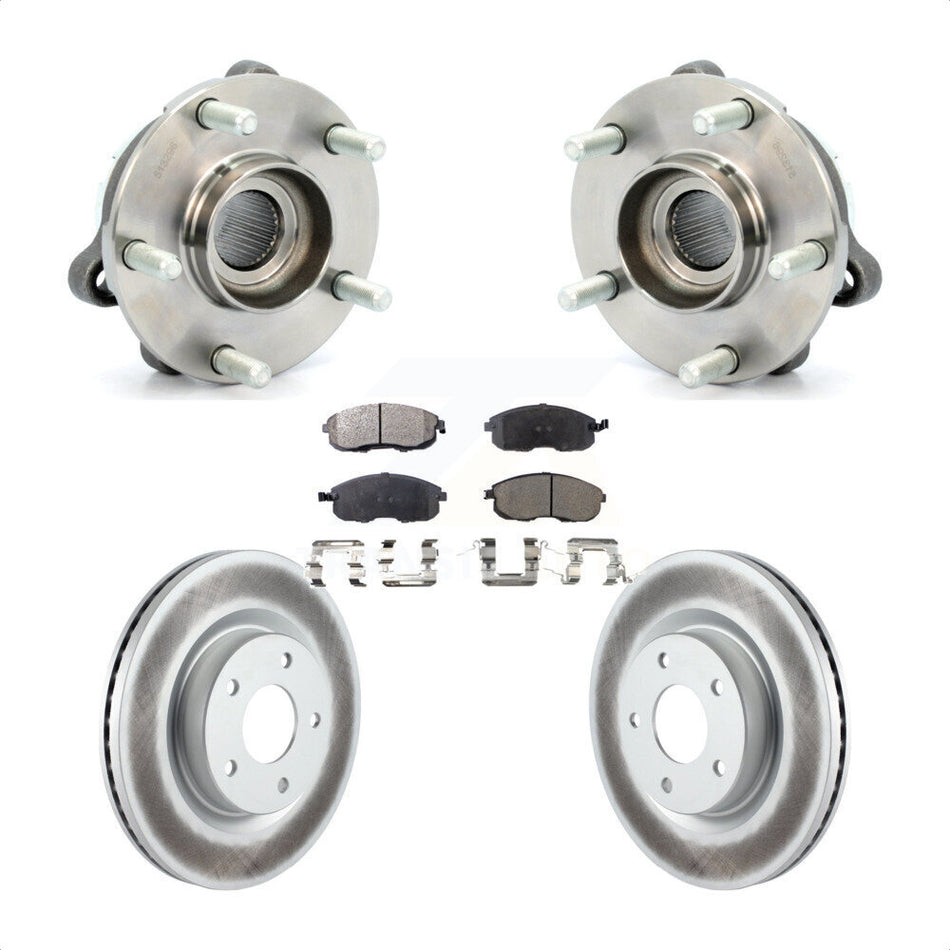 Front Hub Bearing Assembly With Coated Disc Brake Rotors And Semi-Metallic Pads Kit For Nissan Altima KBB-103672