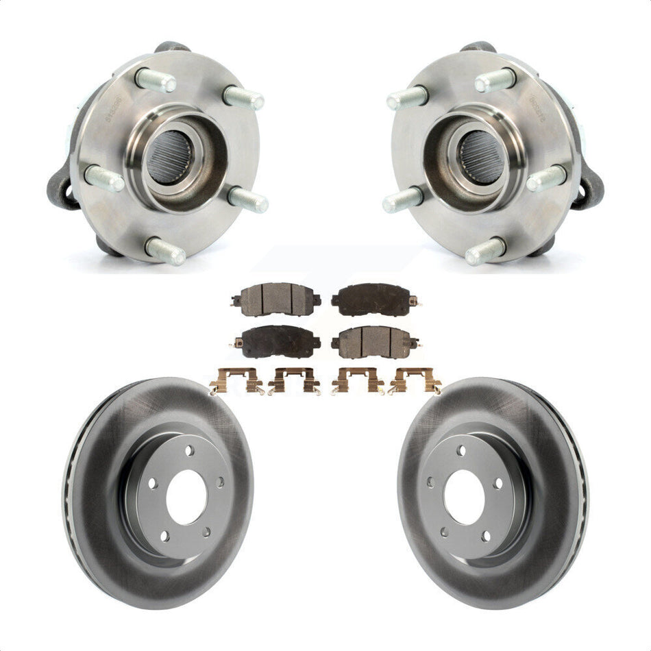 Front Hub Bearing Assembly With Coated Disc Brake Rotors And Semi-Metallic Pads Kit For Nissan Altima KBB-103676