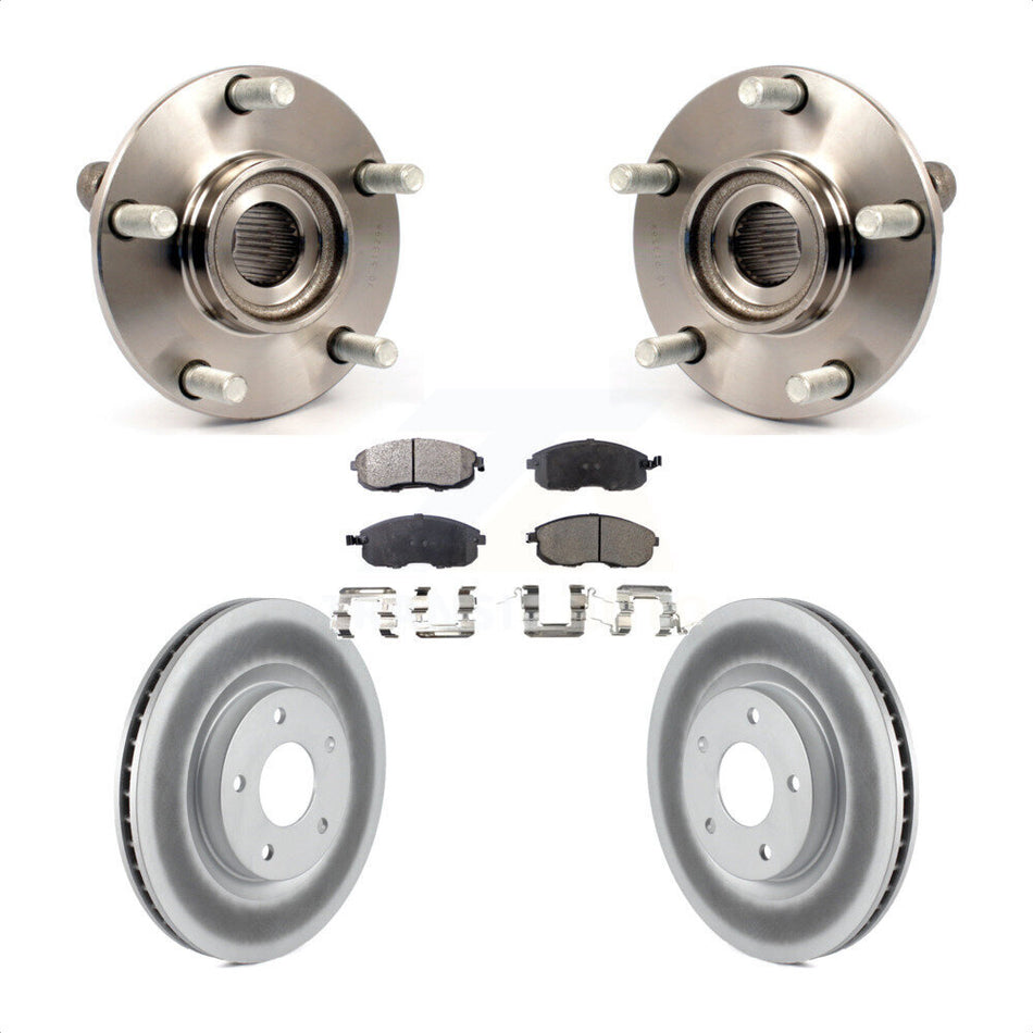 Front Hub Bearing Assembly With Coated Disc Brake Rotors And Semi-Metallic Pads Kit For 2007-2012 Nissan Sentra SE-R with 2.5L KBB-103679