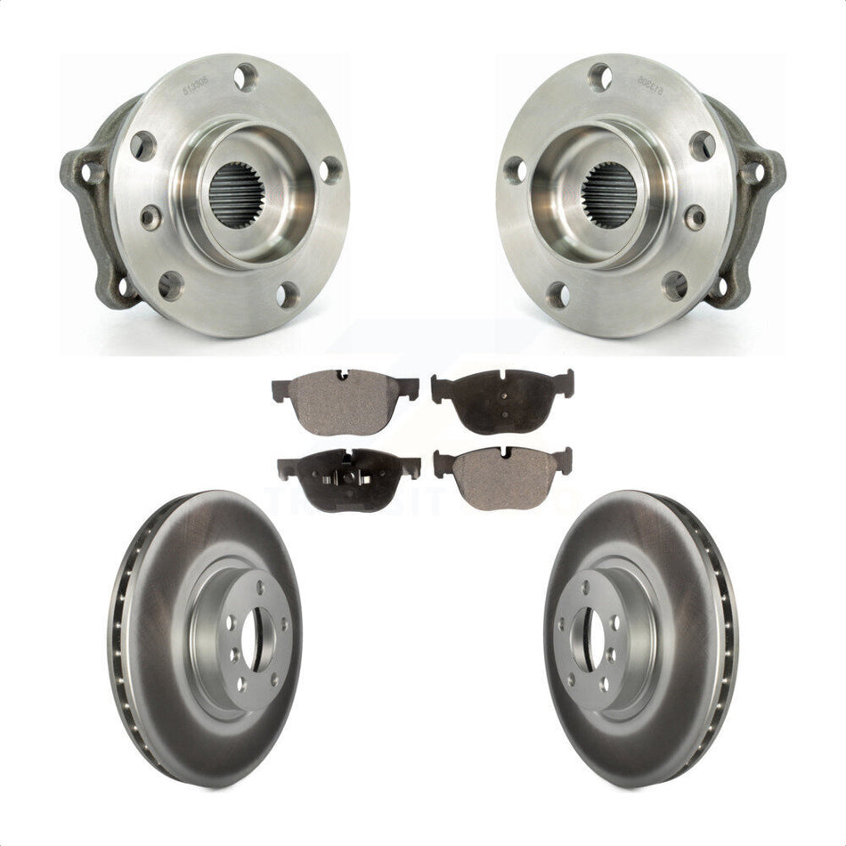 Front Hub Bearing Assembly With Coated Disc Brake Rotors And Semi-Metallic Pads Kit For BMW X5 X6 KBB-103687