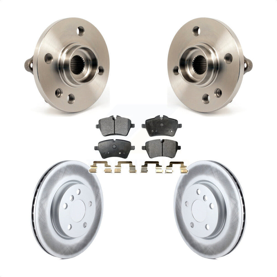 Front Hub Bearing Assembly With Coated Disc Brake Rotors And Semi-Metallic Pads Kit For 2014-2015 Mini Cooper Convertible Coupe 294mm Diameter Rotor 5 Lug Wheels KBB-103693