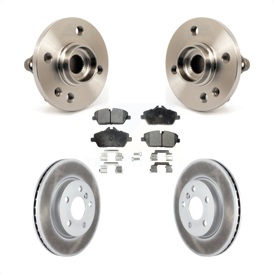 Front Hub Bearing Assembly With Coated Disc Brake Rotors And Semi-Metallic Pads Kit For 2014-2015 Mini Cooper Convertible Coupe 5 Lug Wheels 280mm Diameter Rotor KBB-103694