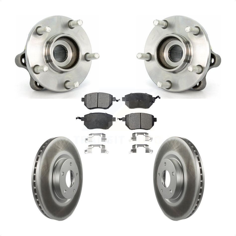 Front Hub Bearing Assembly With Coated Disc Brake Rotors And Semi-Metallic Pads Kit For 2003-2004 Nissan Murano KBB-103696