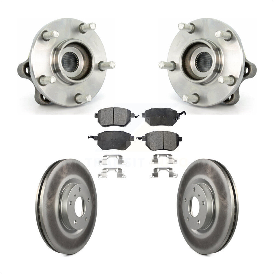 Front Hub Bearing Assembly With Coated Disc Brake Rotors And Semi-Metallic Pads Kit For 2005-2007 Nissan Murano KBB-103697