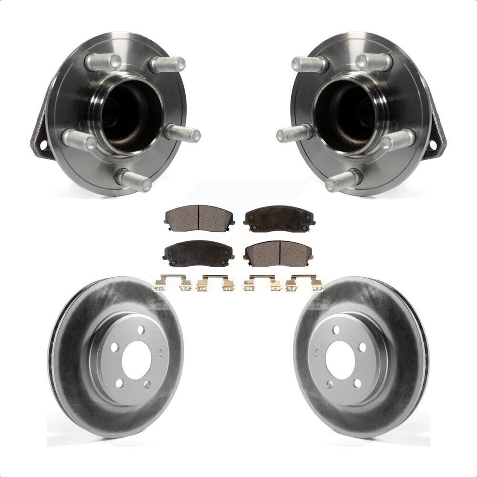 Front Hub Bearing Assembly With Coated Disc Brake Rotors And Semi-Metallic Pads Kit For Dodge Charger Challenger Chrysler 300 KBB-103708