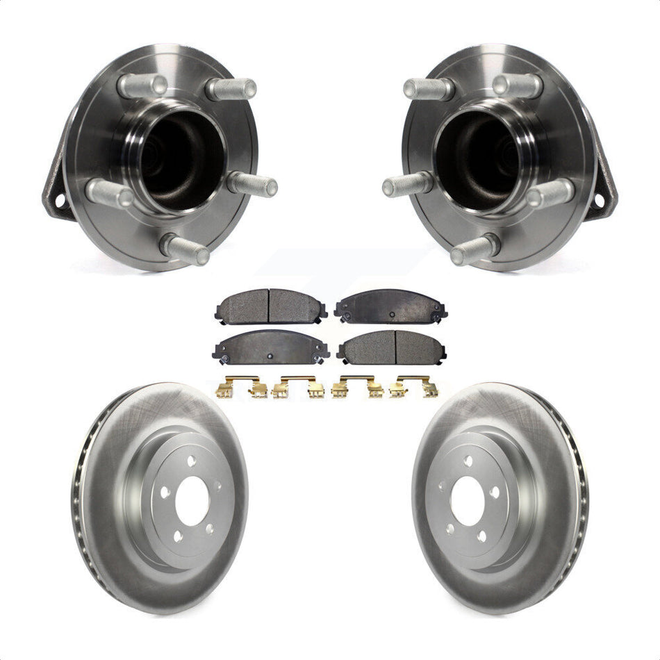 Front Hub Bearing Assembly With Coated Disc Brake Rotors And Semi-Metallic Pads Kit For Dodge Charger Challenger Chrysler 300 KBB-103709