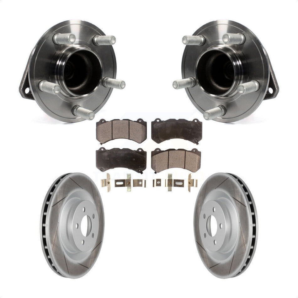 Front Hub Bearing Assembly With Coated Disc Brake Rotors And Semi-Metallic Pads Kit For Dodge Challenger Charger KBB-103713