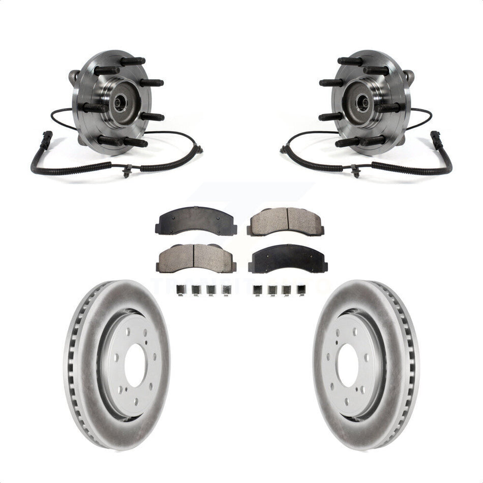 Front Hub Bearing Assembly With Coated Disc Brake Rotors And Semi-Metallic Pads Kit For Ford F-150 KBB-103714