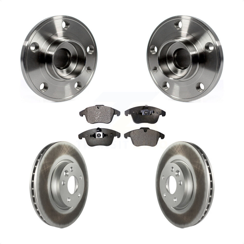 Front Hub Bearing Assembly With Coated Disc Brake Rotors And Semi-Metallic Pads Kit For Volvo S60 XC70 S80 V60 V70 300mm Diameter Rotor KBB-103717