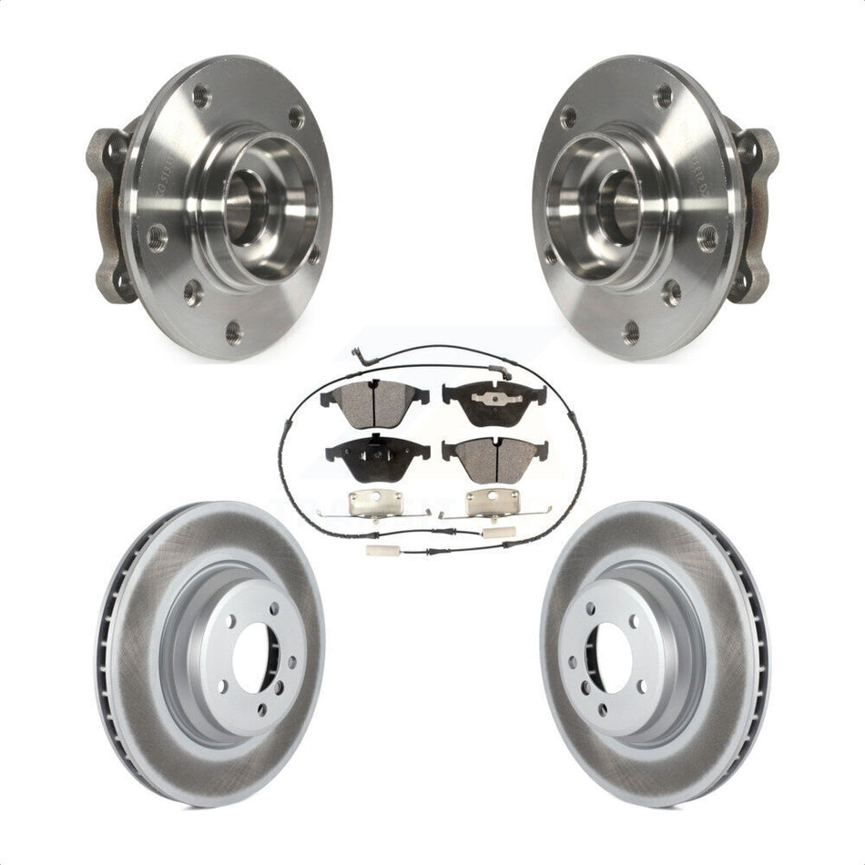 Front Hub Bearing Assembly With Coated Disc Brake Rotors And Semi-Metallic Pads Kit For 2013 BMW X1 xDrive35i with AWD KBB-103719